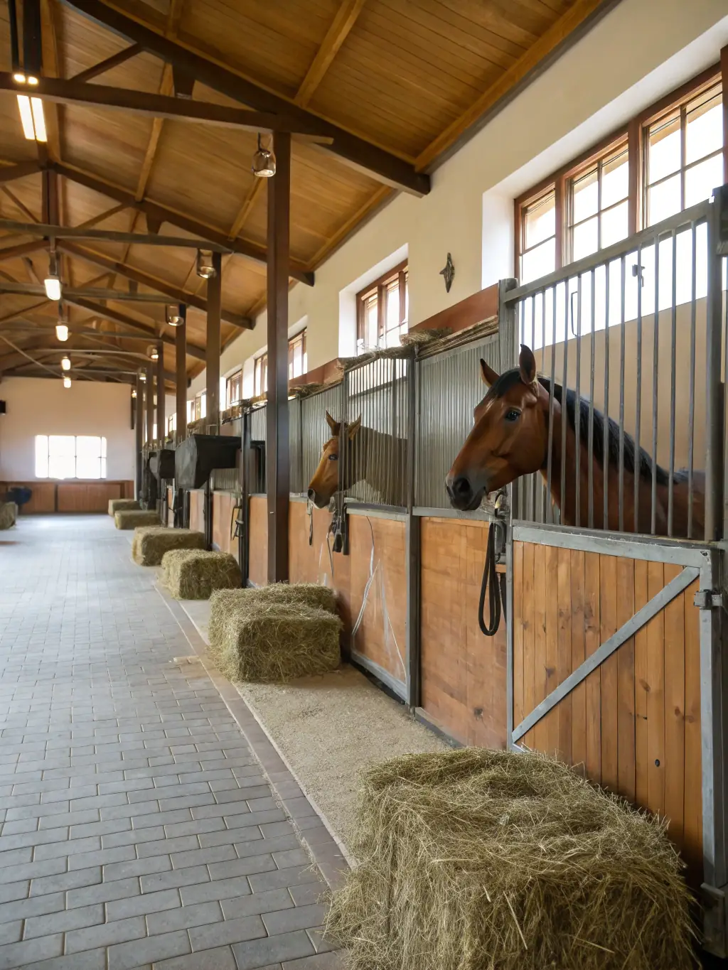 An image of participants learning about horse care and stable management during a workshop, highlighting the educational aspect of Les Chevaux du Lac.