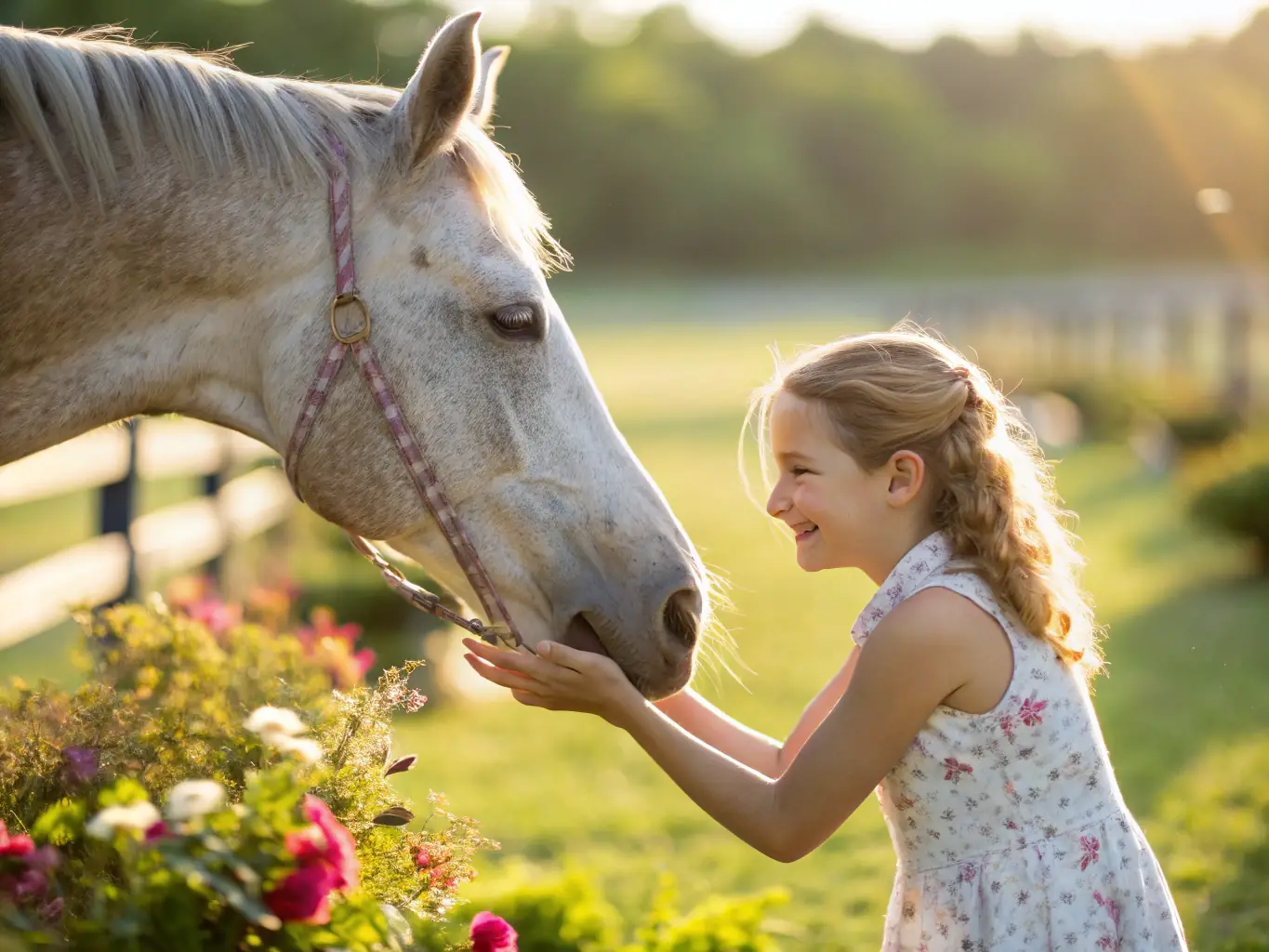 A participant smiling while interacting with a horse, highlighting the positive impact and personal growth fostered by LES CHEVAUX DU LAC's activities.